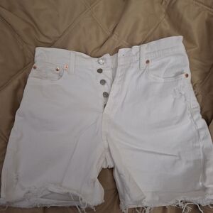 GAP Women's Frayed White Jean Shorts